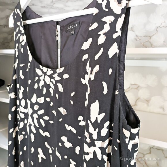Jaeger Sleeveless Shift Dress – Black / White Floral Print – US 6 - Picture 9 of 16
